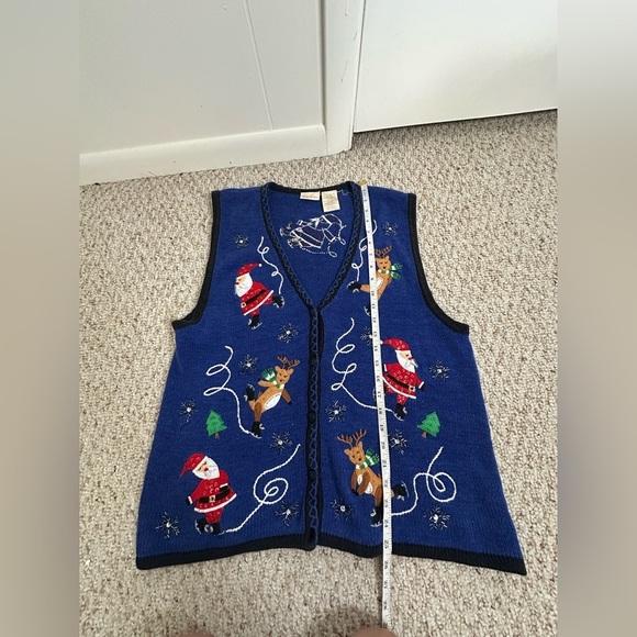 Bobbie Brooks Blue Christmas Sweater Vest - Picture 6 of 8
